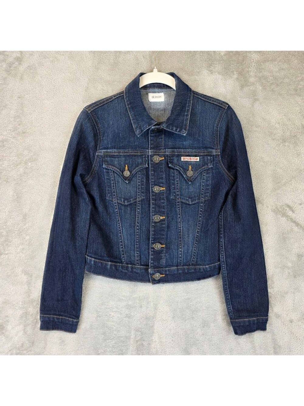 Hudson Signature Jean Jacket Womens XS Blue Denim Button Front Stretch Classic